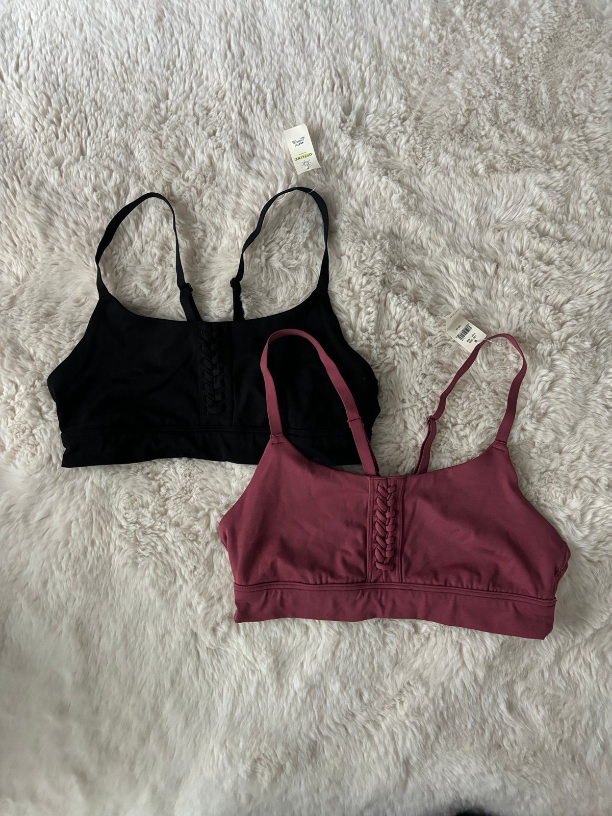 NWT Offline Aerie - Real Me Lace Up Scoop Neck Sports Bra Bundle Red and Black