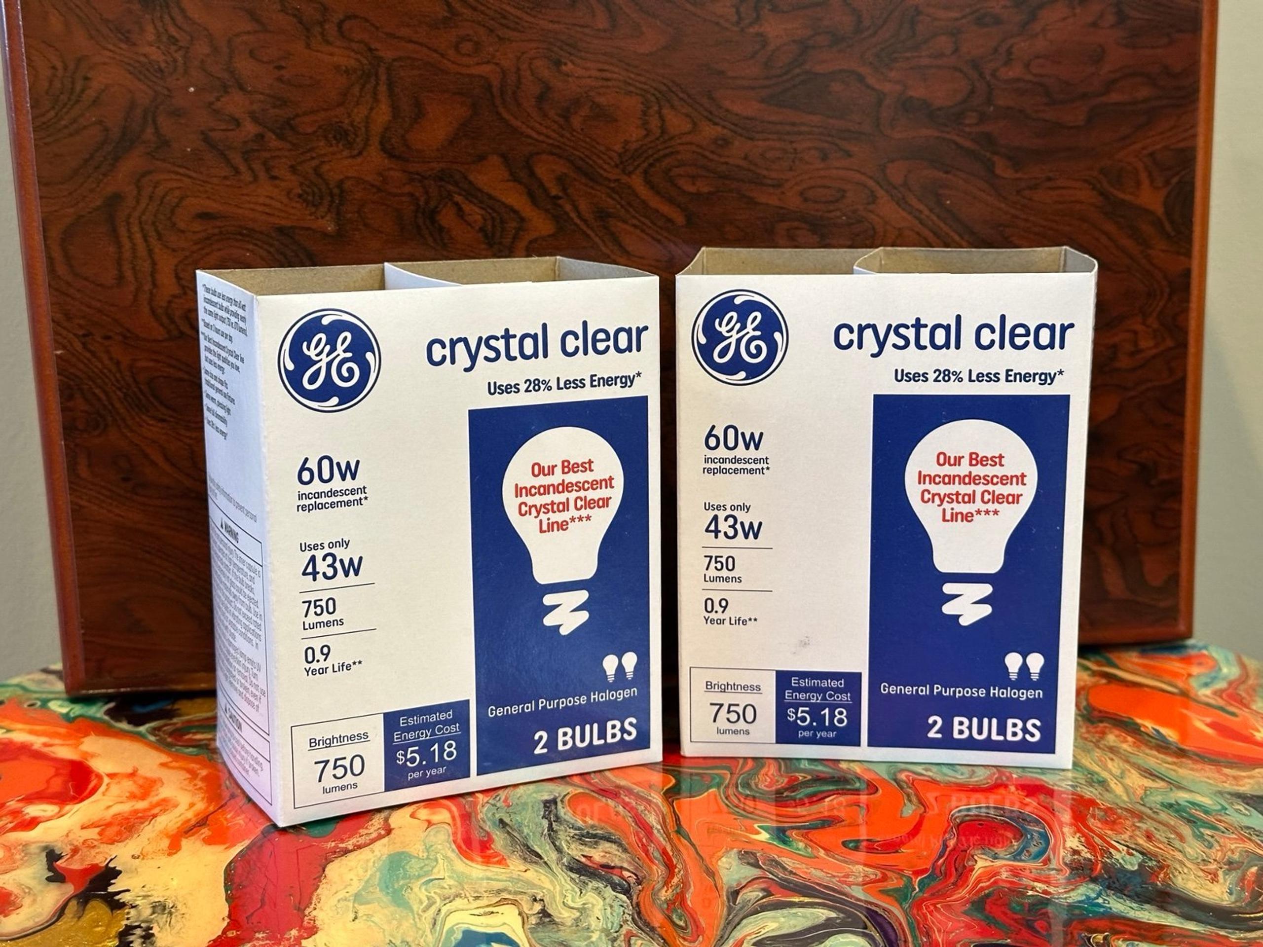 GE Crystal Clear 60w Light Bulbs - 4 Bulbs - old style bulbs - non led