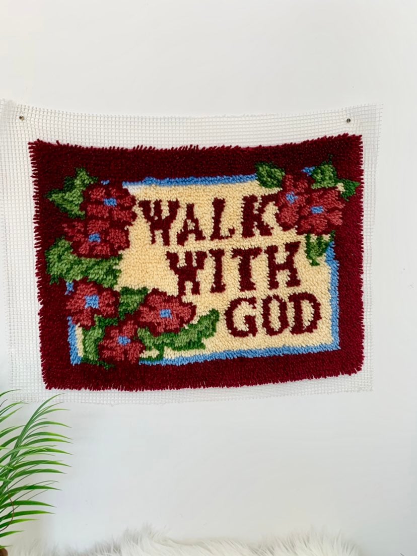 Vintage latch hook rug