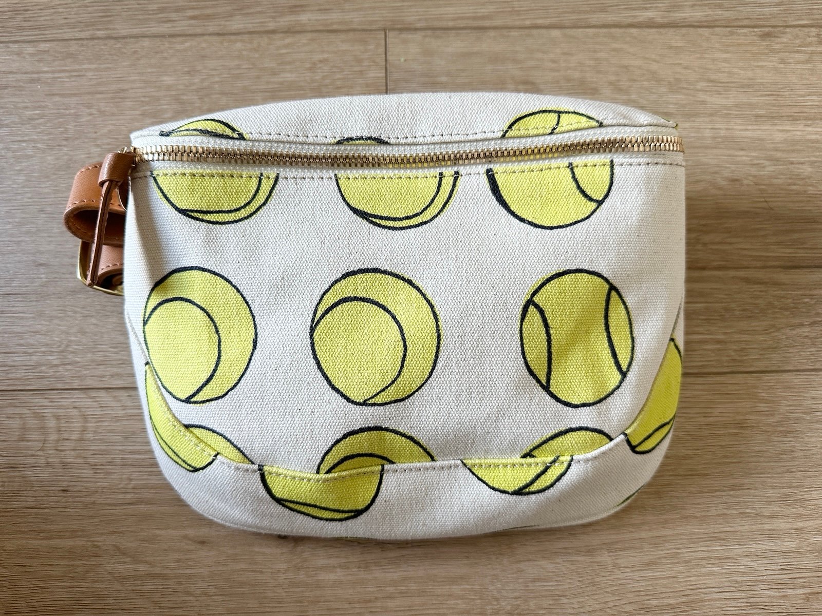 Clare V tennis cotton canvas fanny with leather strap