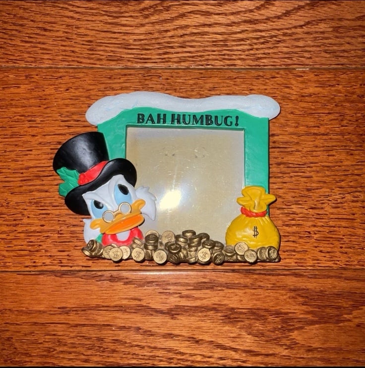Disney Vintage Rare Uncle Scrooge McDuck Bah Humbug Picture Christmas Frame