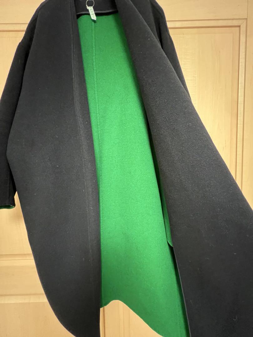 ENFOLD 2022 AW NO-COLLAR COAT Collarless Overlong 36 Black