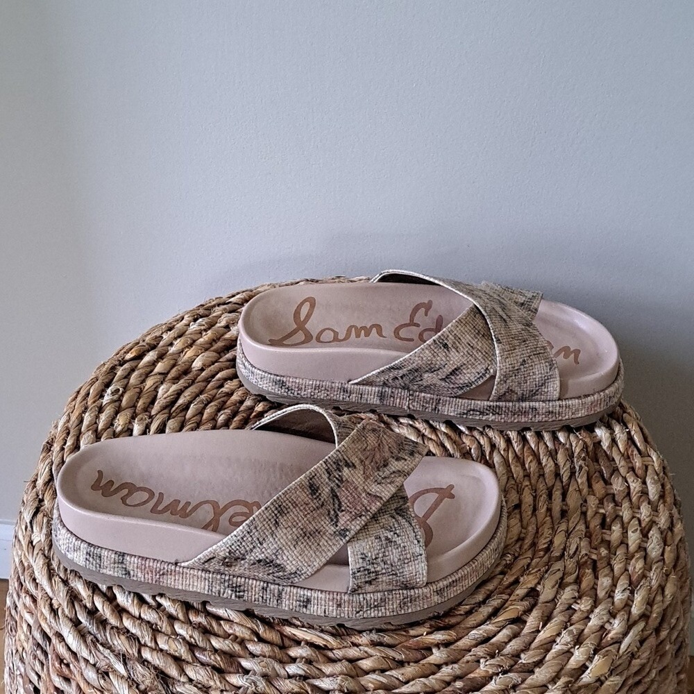 Sam Edelman Womens Sadia Woven Floral Print Slide 2 Platform Sandals Size 7