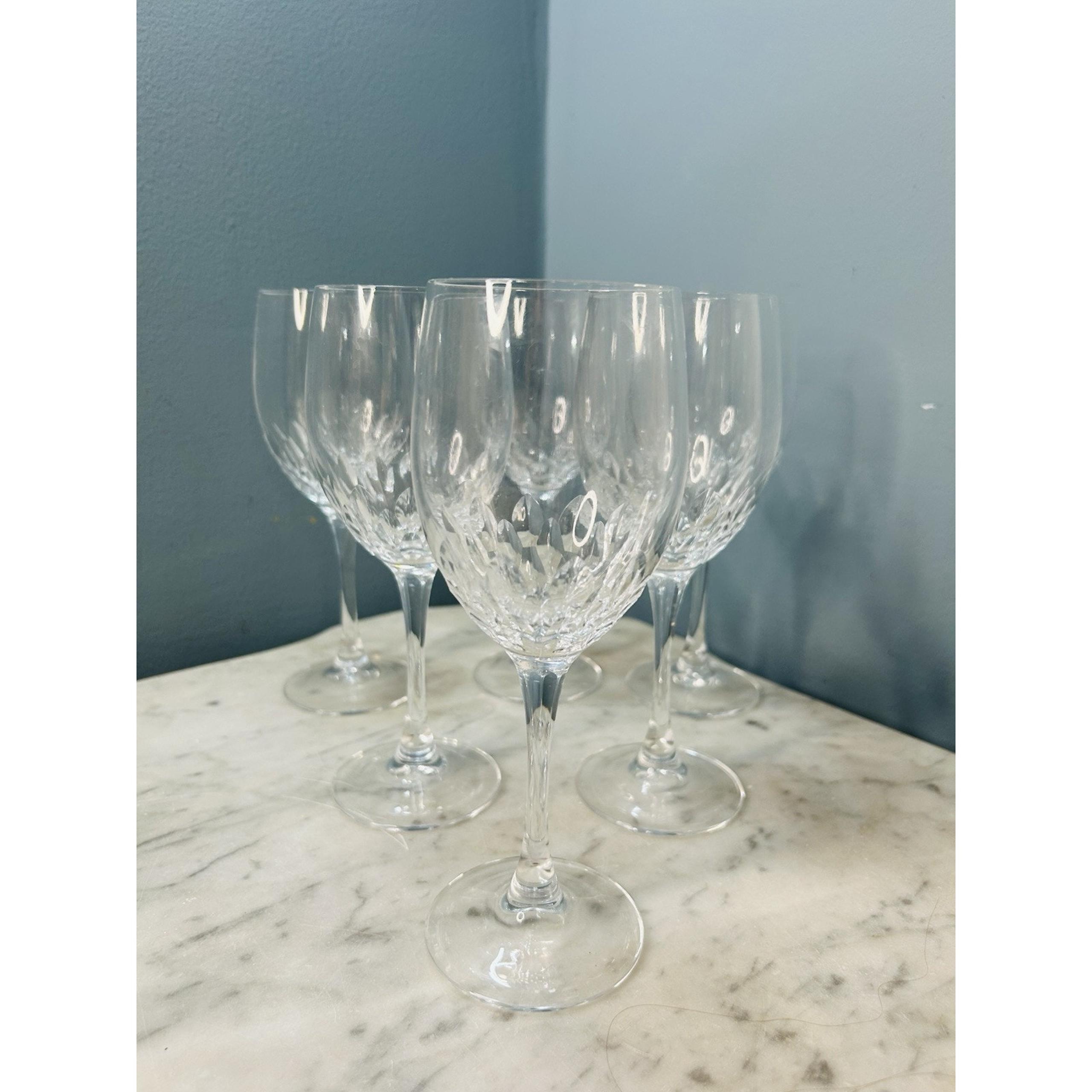 6 Cristal D’Arques-Durand Capella Crystal 8” Wine Glasses Water Goblets Vintage