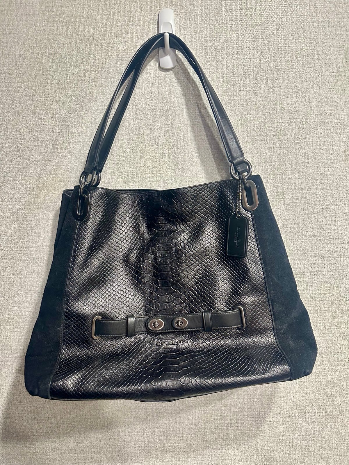 COACH BLAKE SHOULDER BAG IN EXOTIC EMBOSSED LEATHER
