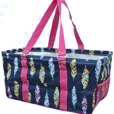 Pink Feather Reusable Shopping Utility Storage Tote