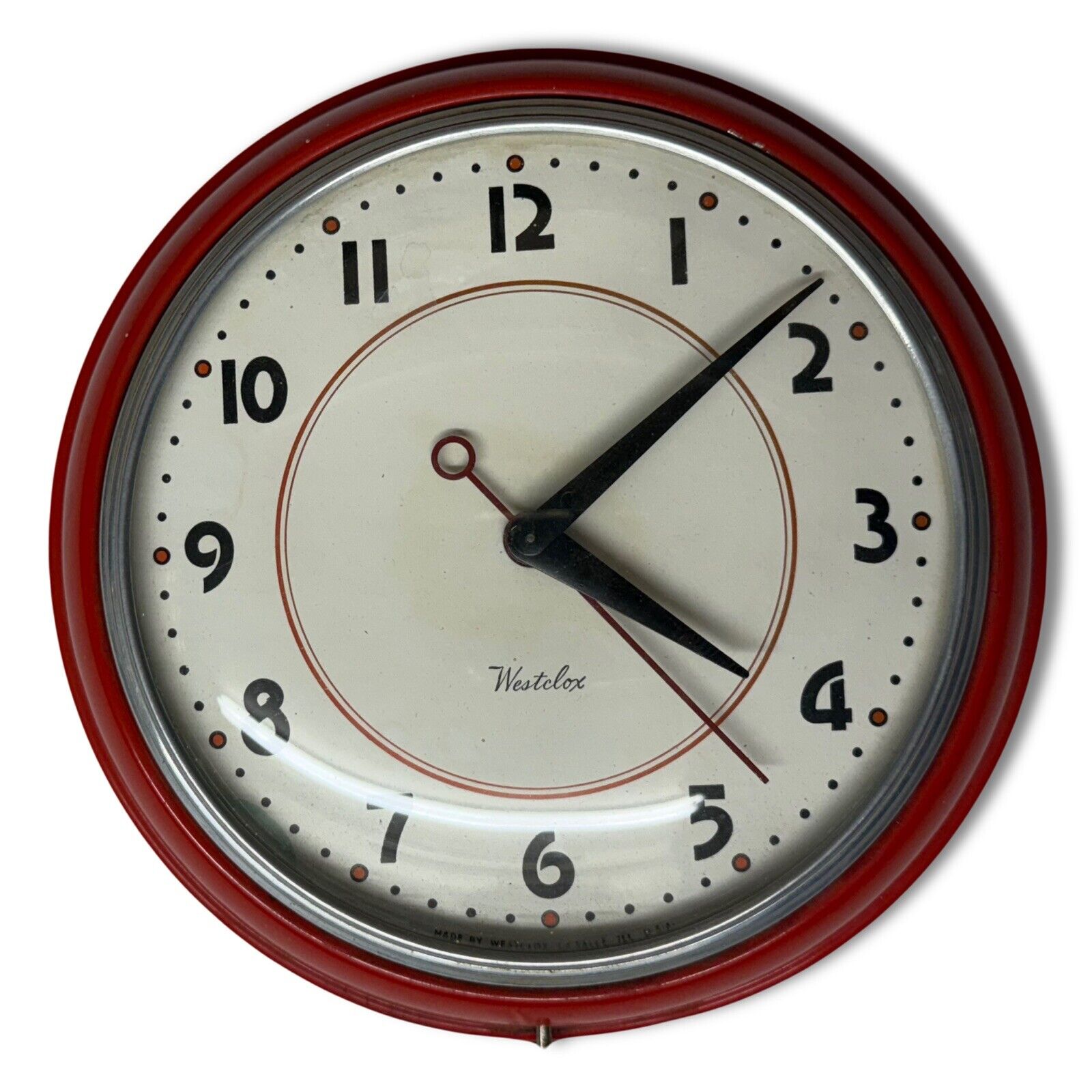 VTG 7 Westclox S8 Electric Red, Retro Class Trim Kitchen Wall Clock, Read Notes
