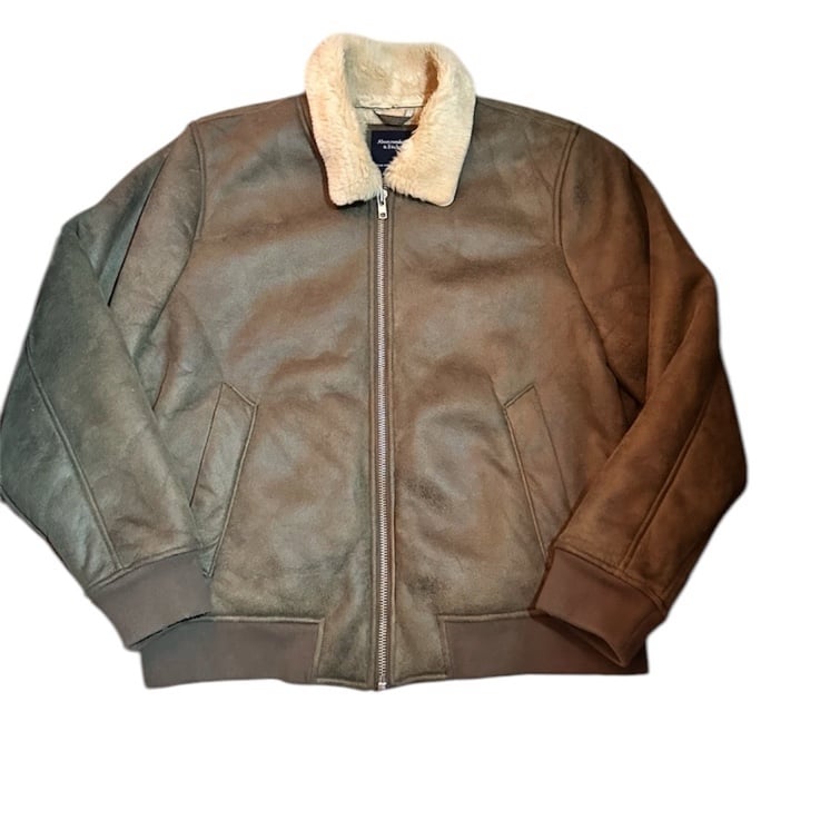Mens Abercrombie and Fitch Vegan Suede Bomber Jacket