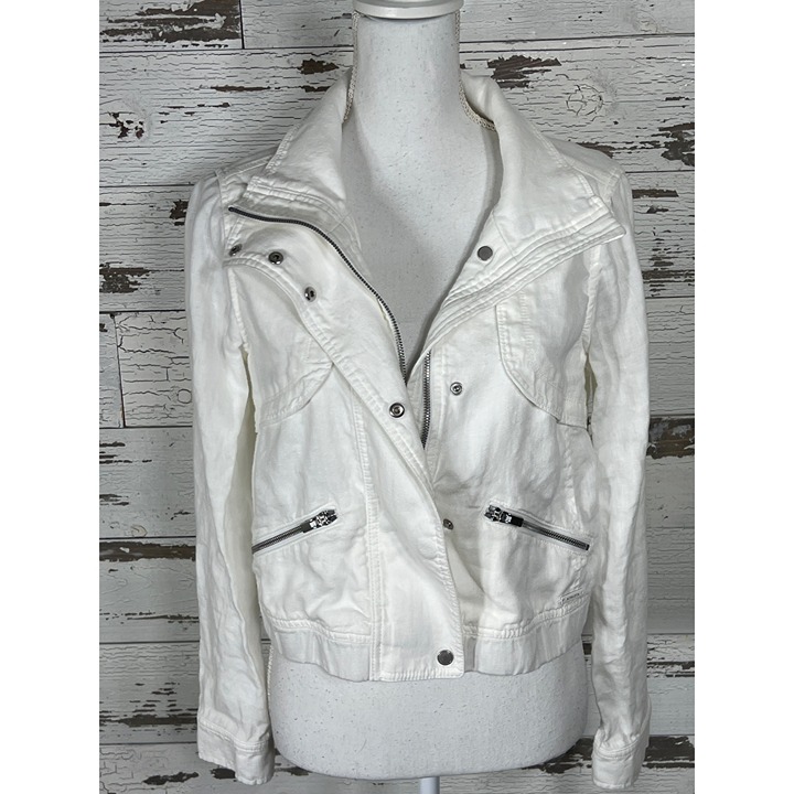 ATHLETA Sahara 100% Linen Jacket White Sz S EUC