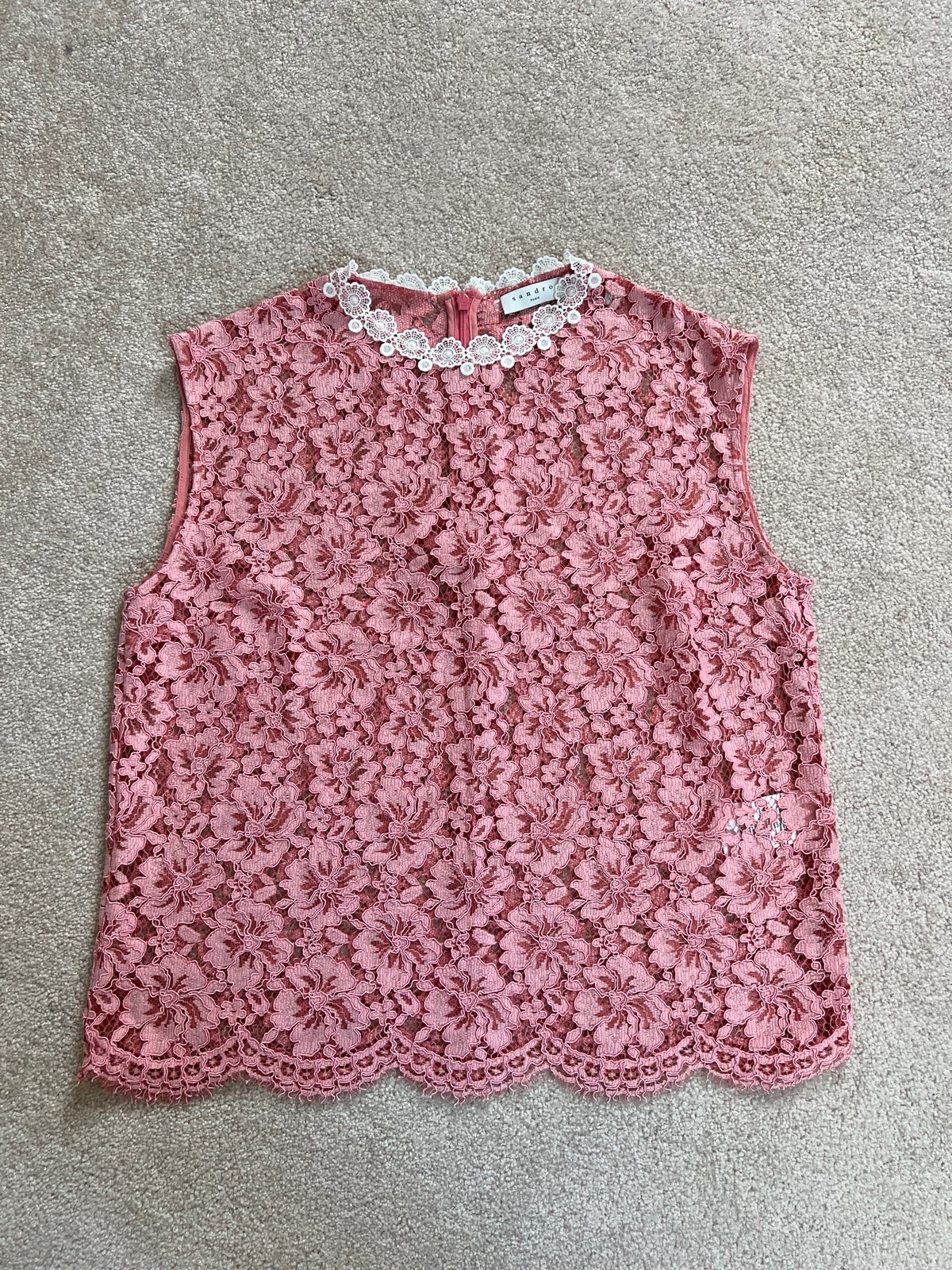 Sandro pink rose lace top