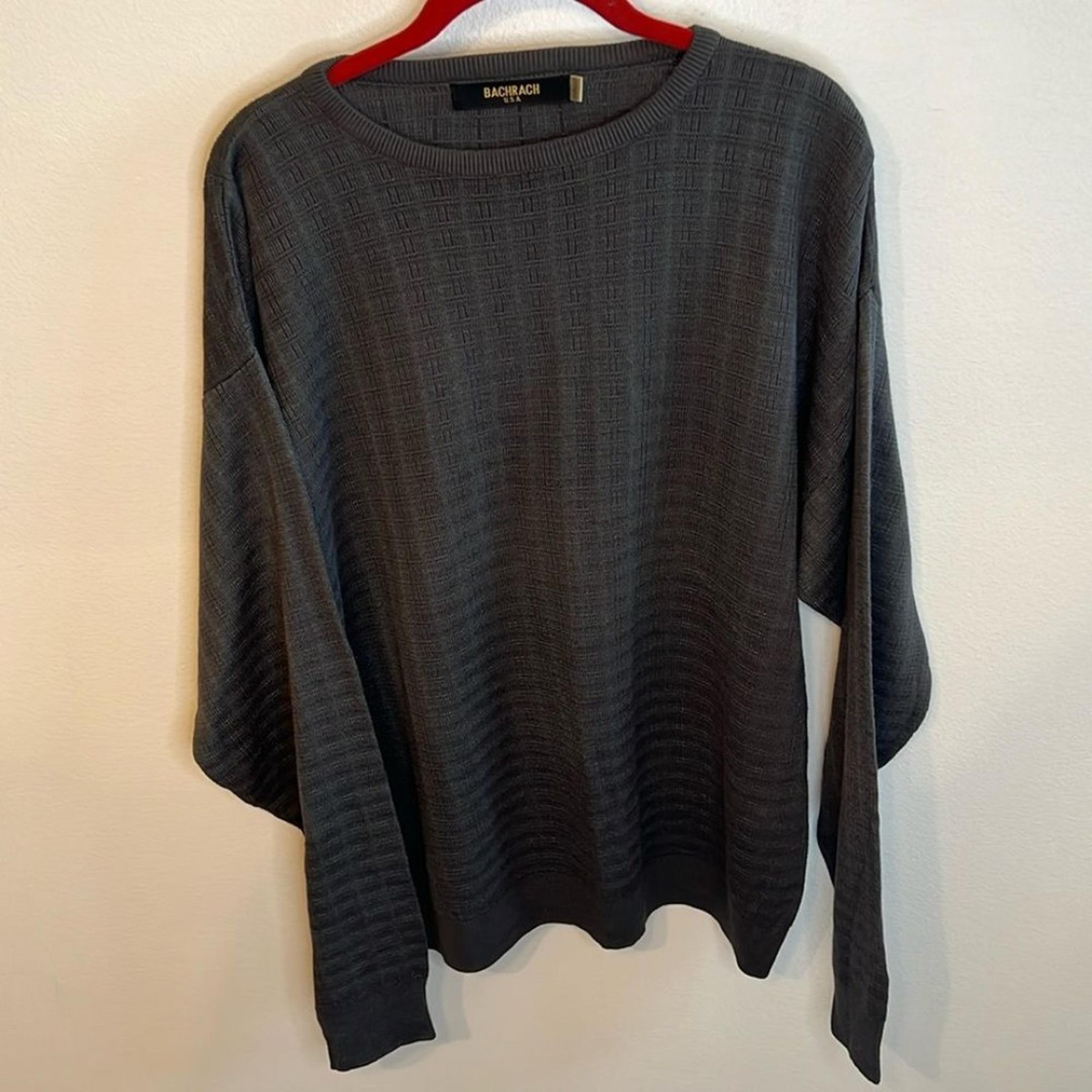 Bachrach mens grey cotton blend crewneck sweater size large