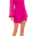 Ieena Mac Duggal 26655 Ruched Long Sleeve Chiffon Mini Dress SZ 12 238 Hot Pink