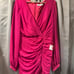 Ieena Mac Duggal 26655 Ruched Long Sleeve Chiffon Mini Dress SZ 12 238 Hot Pink