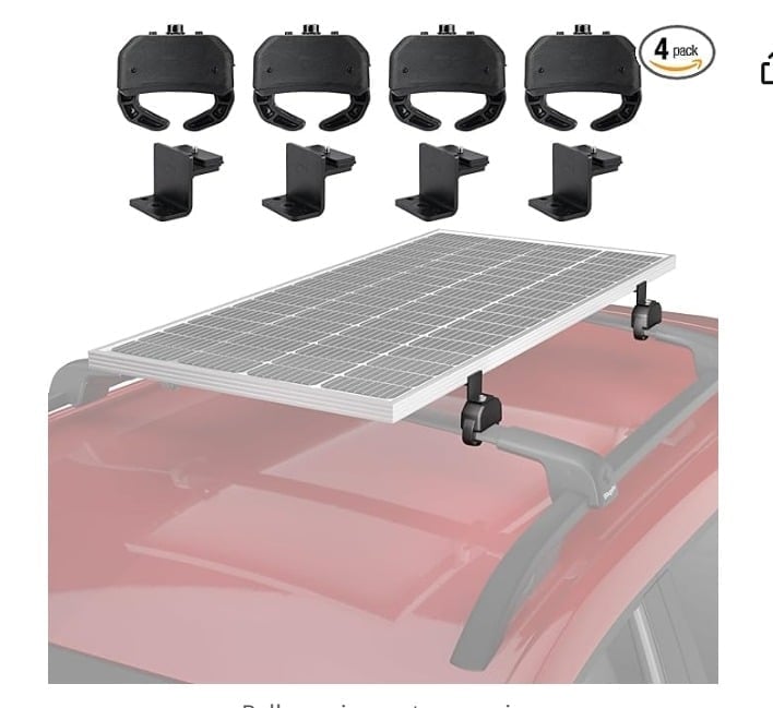 BougeRV Solar Panel Crab Mounting Kit for Cars with Cross Bars