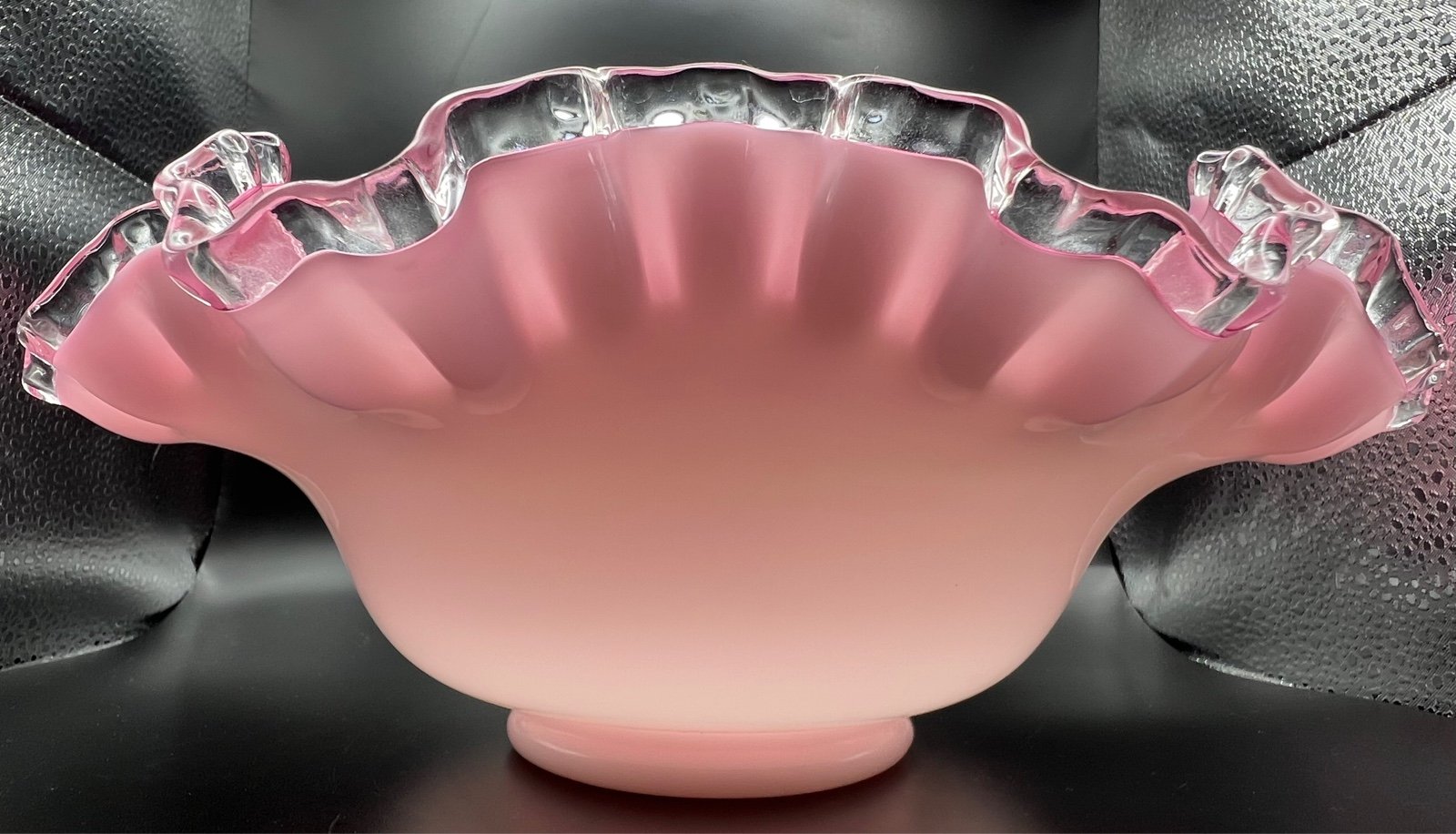 Vintage Fenton Pink Peachblow Silver Crest Decorative Bowl