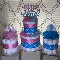 Gender reveal diaper cake 3 pc. Set