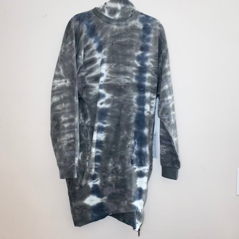 Young Fabulous&Broke Tie Dye Asymmetrical Turtleneck Sweatshirt Tunic Mini Dress