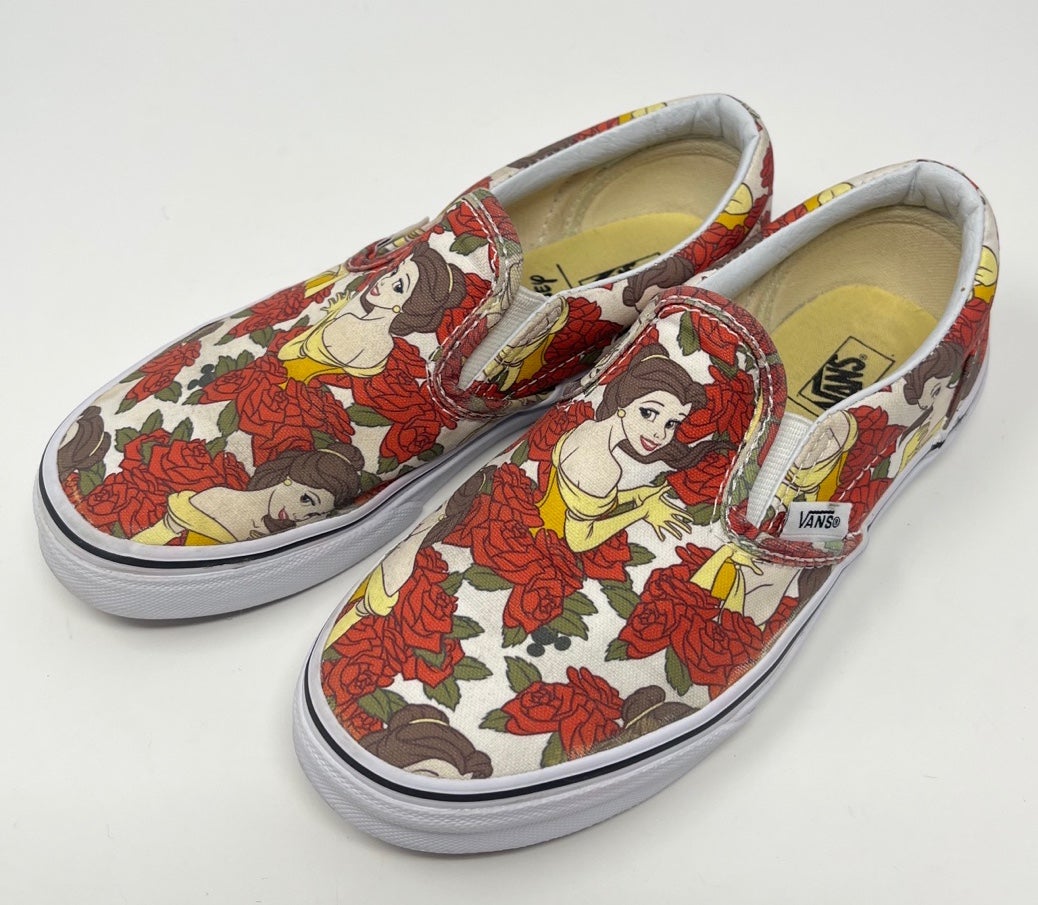 RARE Vans x Disney Belle Slip On Beauty and The Beast Sneakers Size 2 Youth