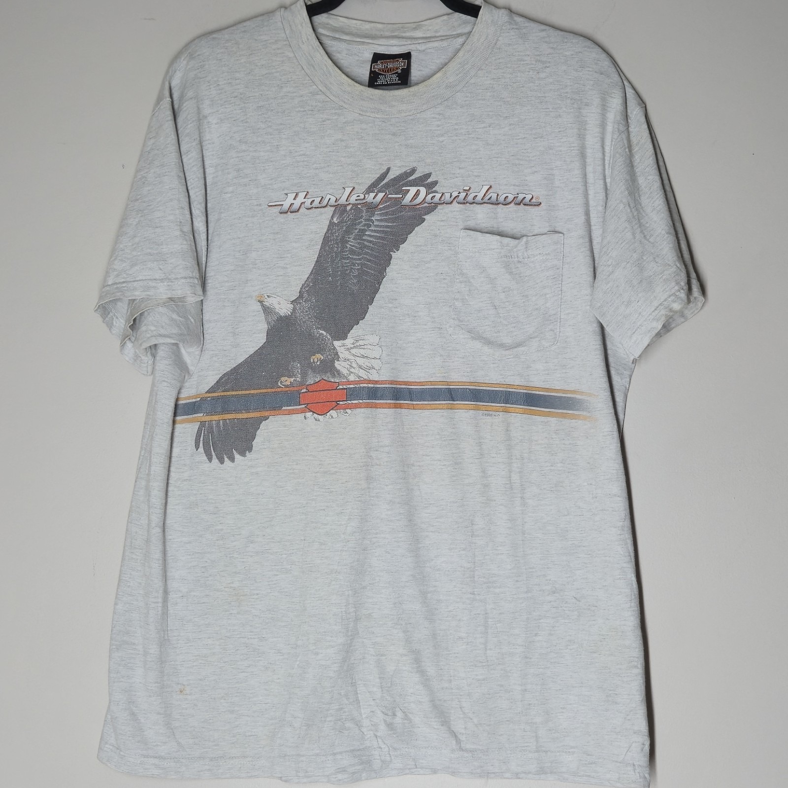 Vintage 1998 Harley Davidson T Shirt Eagle Mens Size L Golden Triangle Texas