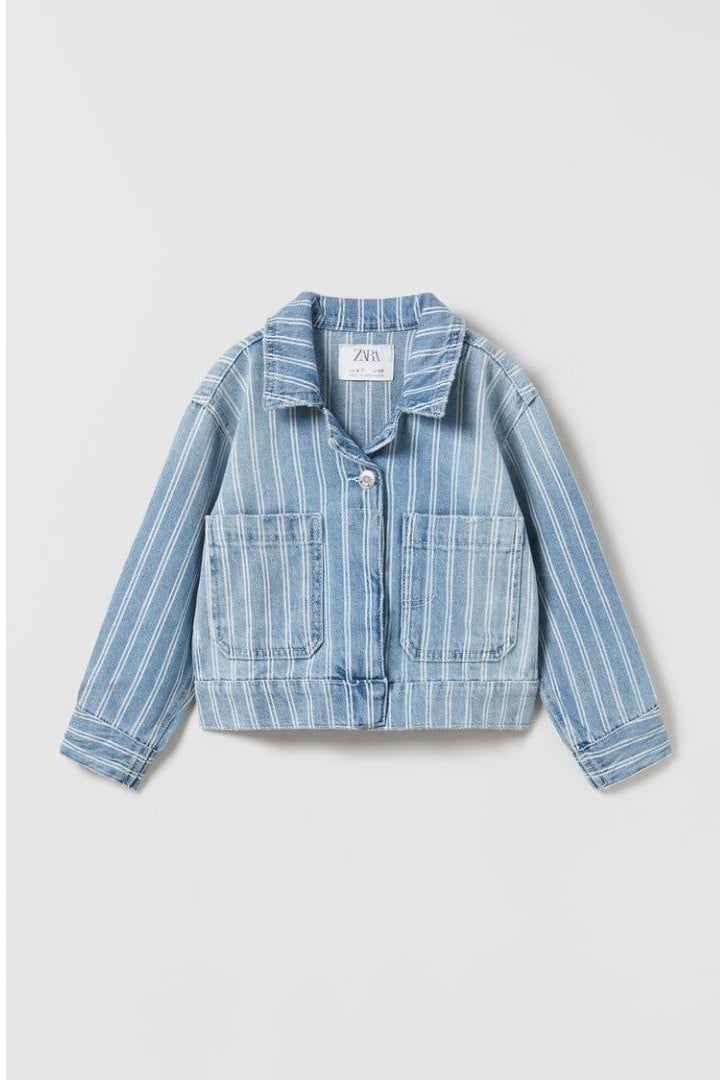 Zara kids girls STRIPED DENIM JACKET coat 9-10 years
