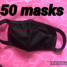 50 black face masks bundle