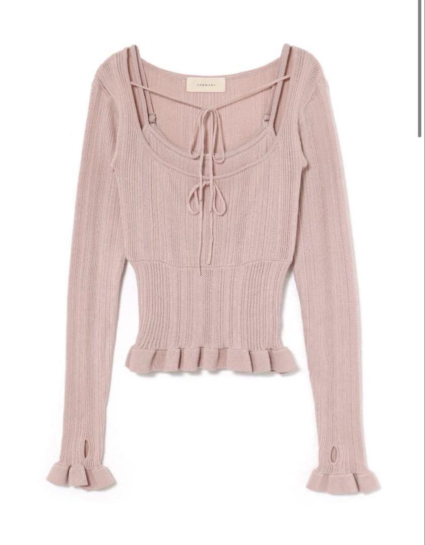 おすすめプライズ｜株式会社タイトー andmary Crochet frill knit tops pink トップス