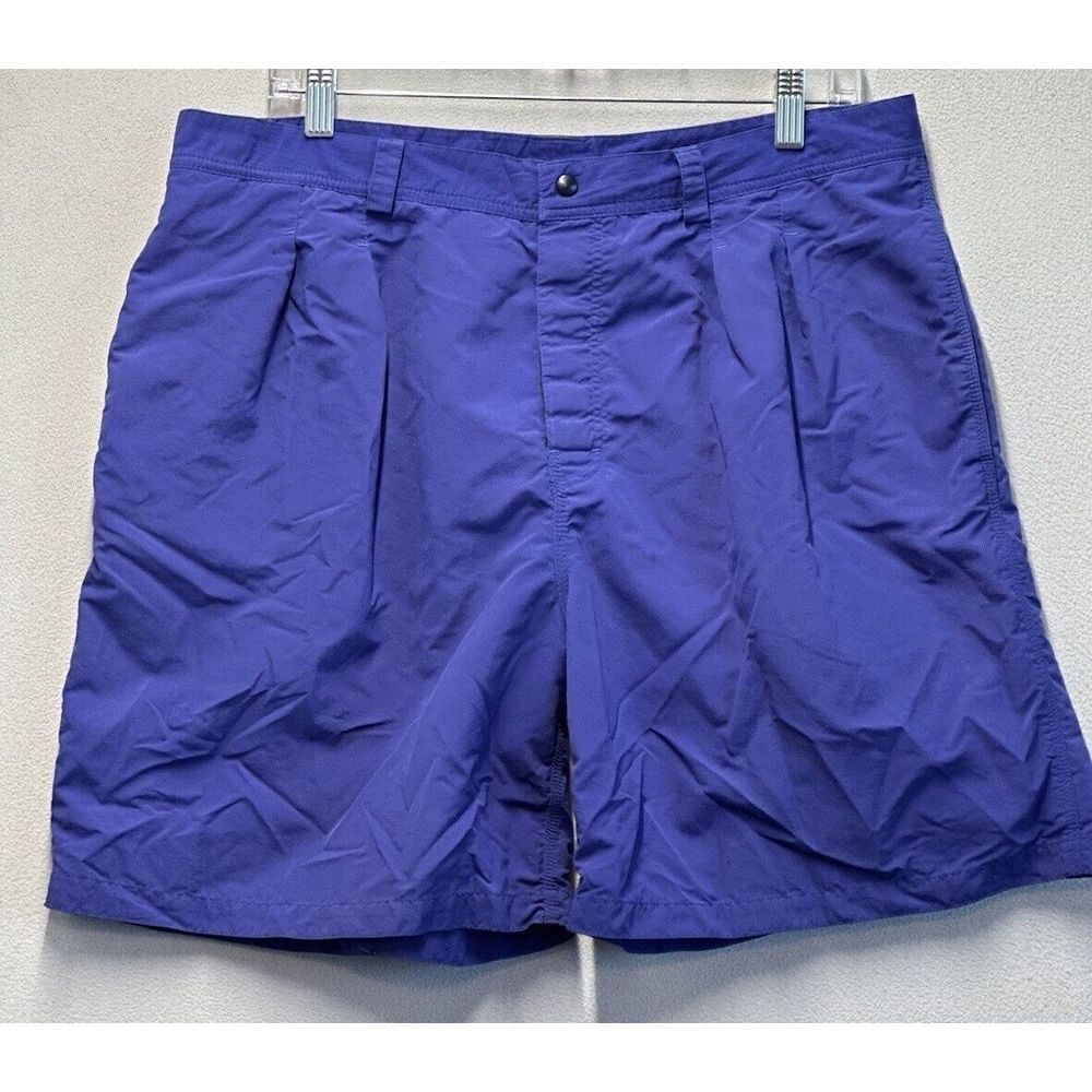 VTG Patagonia Shorts Men's Size 36 Blue Pleated Front 100% Nylon Outdoor Wear