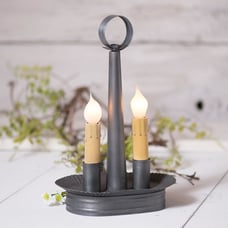 Antique Tin Homestead Accent Light, 2 Candles on 7 Pinched Tin Trays