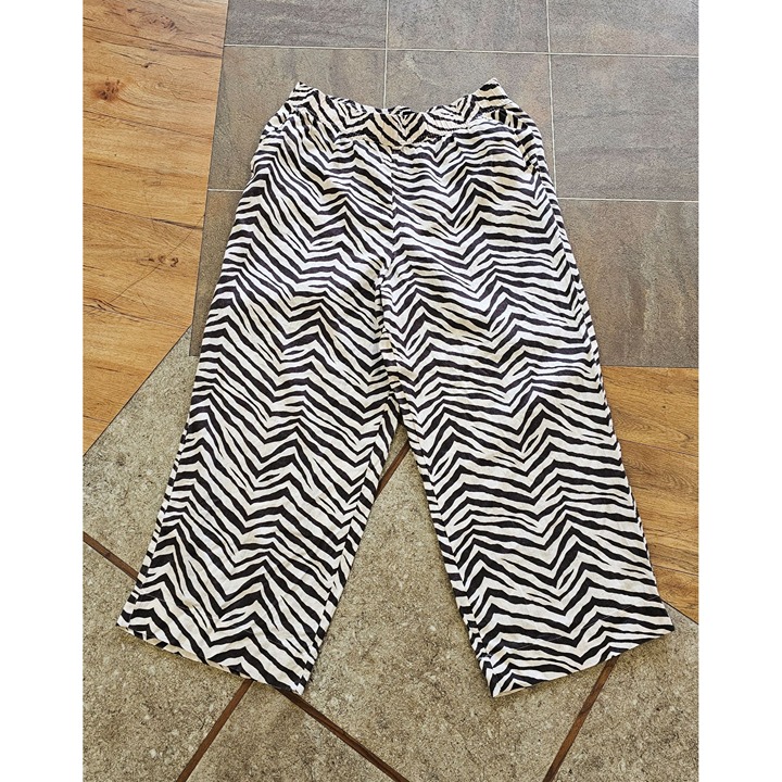 Tahari Brown Animal Print Women's Linen Pull On Stretch Pants Size XL