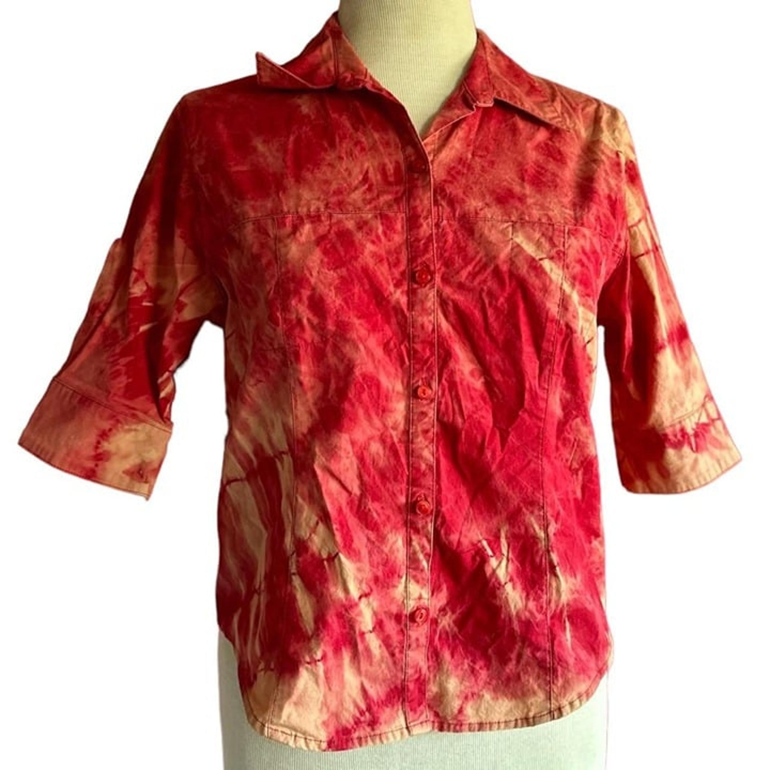 Express Upcycled Tie Dye Button Down Blouse