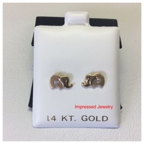 14K Real GOLD ELEPHANT STUD earrings