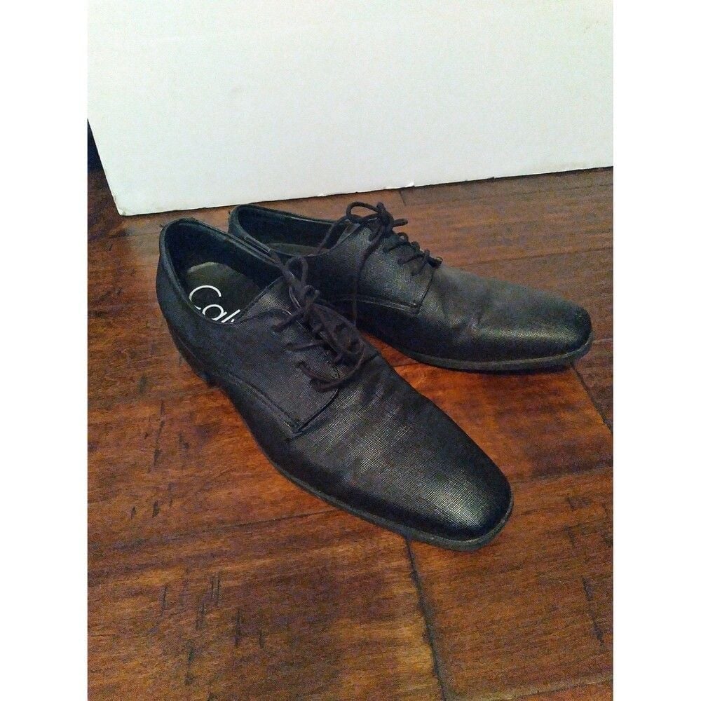 Calvin Klein Classic Black Leather Oxford Dress Shoes Formal Business Lace-Up