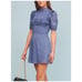 Reformation Bradley Mini Dress Mock Neck Morning Glory Chambray Blue Womens Sz 4
