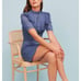 Reformation Bradley Mini Dress Mock Neck Morning Glory Chambray Blue Womens Sz 4