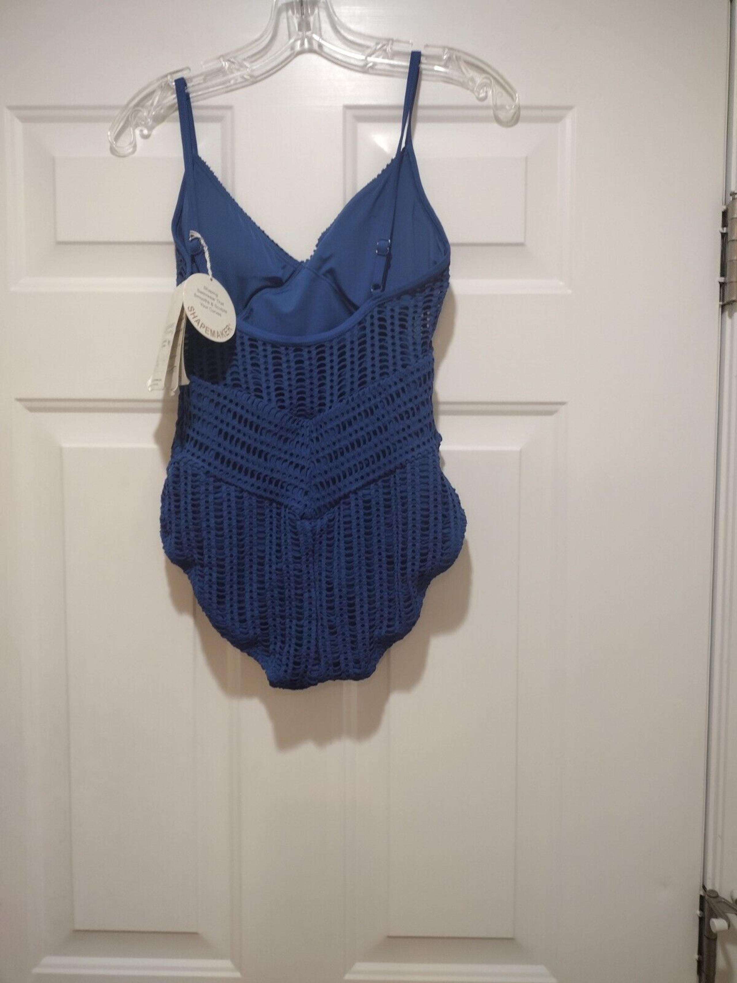 Contours By Coco Reef NWT Shapemaker One Piece Blue Crochet Swimsuit Size 10