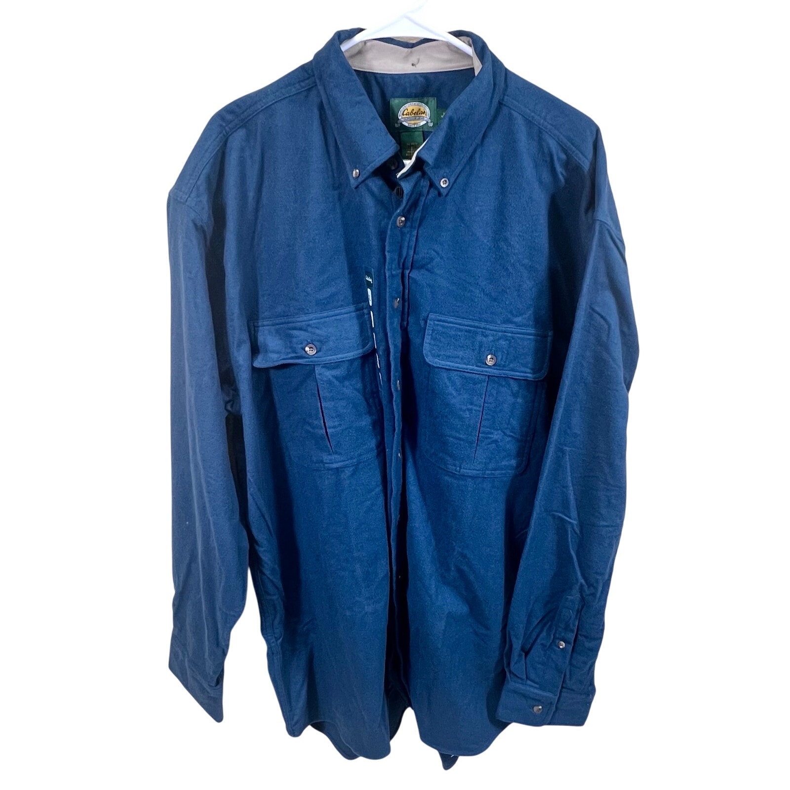 Cabela's Mens Blue Chamois Flannel Button Up Shirt XL NWT Long Sleeve