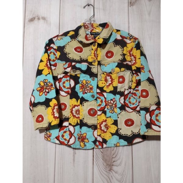 Gandy Courture Jacket Ladies Small Retro Floral Denim
