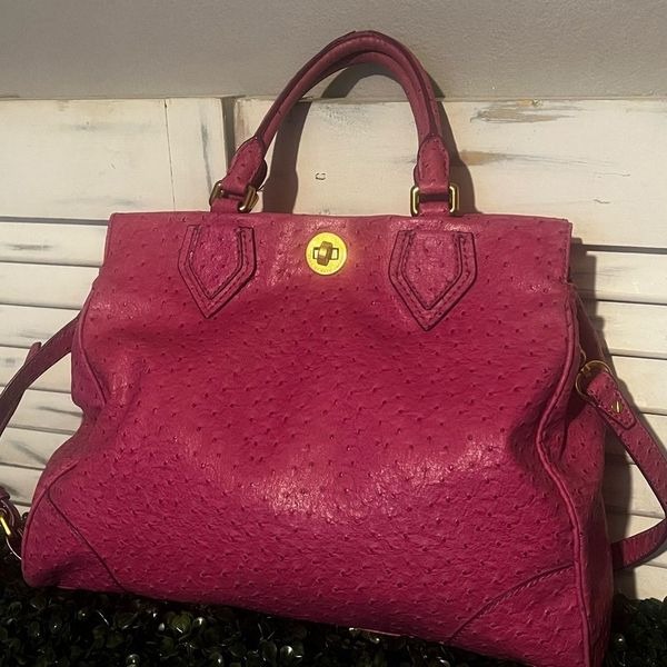Marc by Marc Jacobs Pink Ostrich Embossed Leather Shoulder Bag