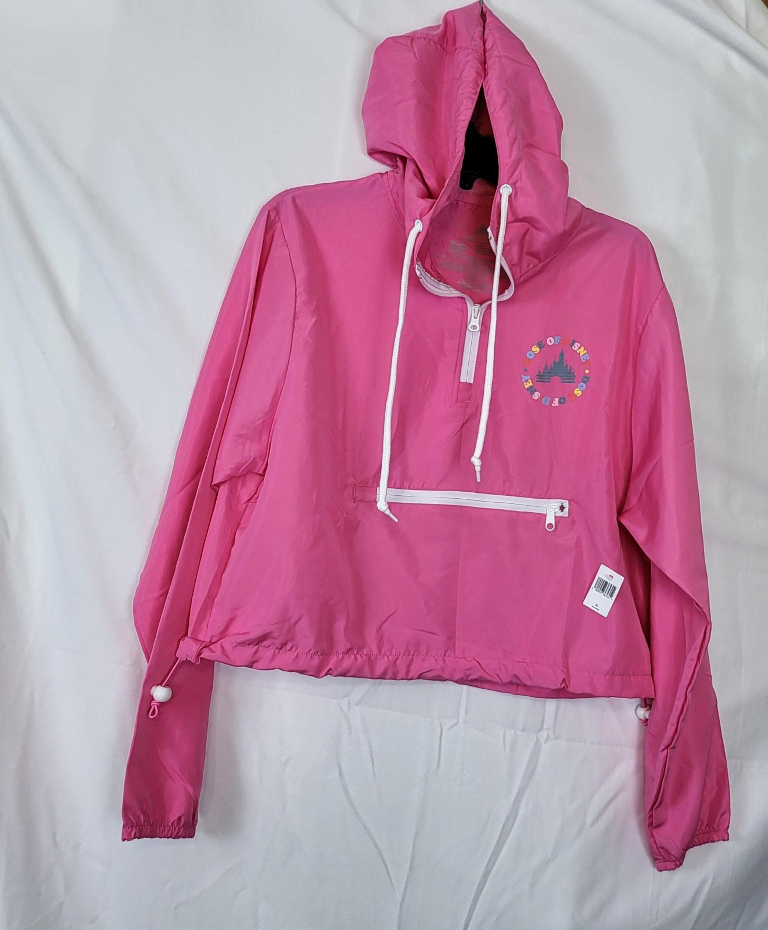 NWT Disney Parks Womens Pink Dose of Disney Cropped Windbreaker Hoodie Size XL