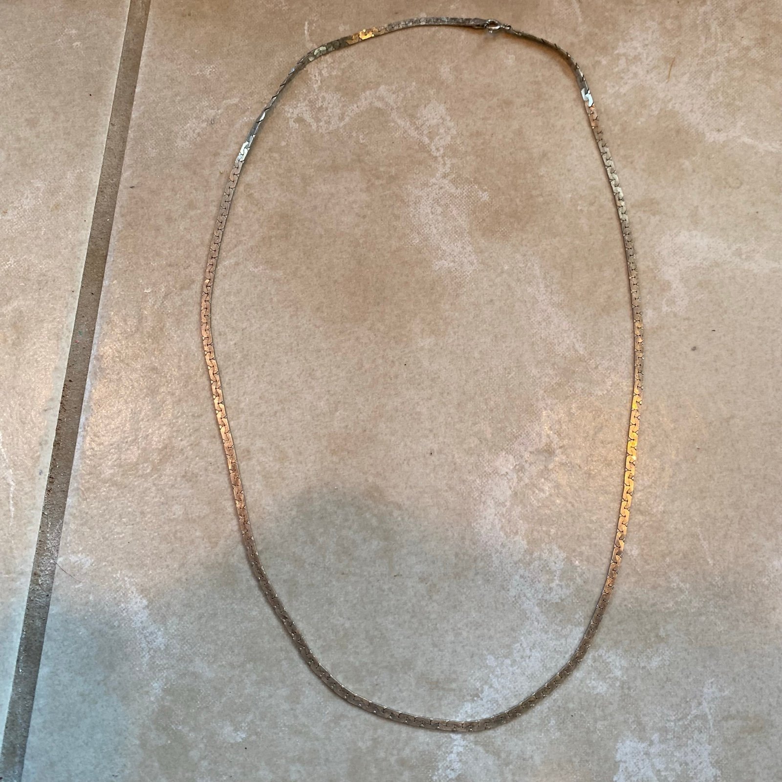 Sterling silver 925 flattened curb herringbone Italian necklace