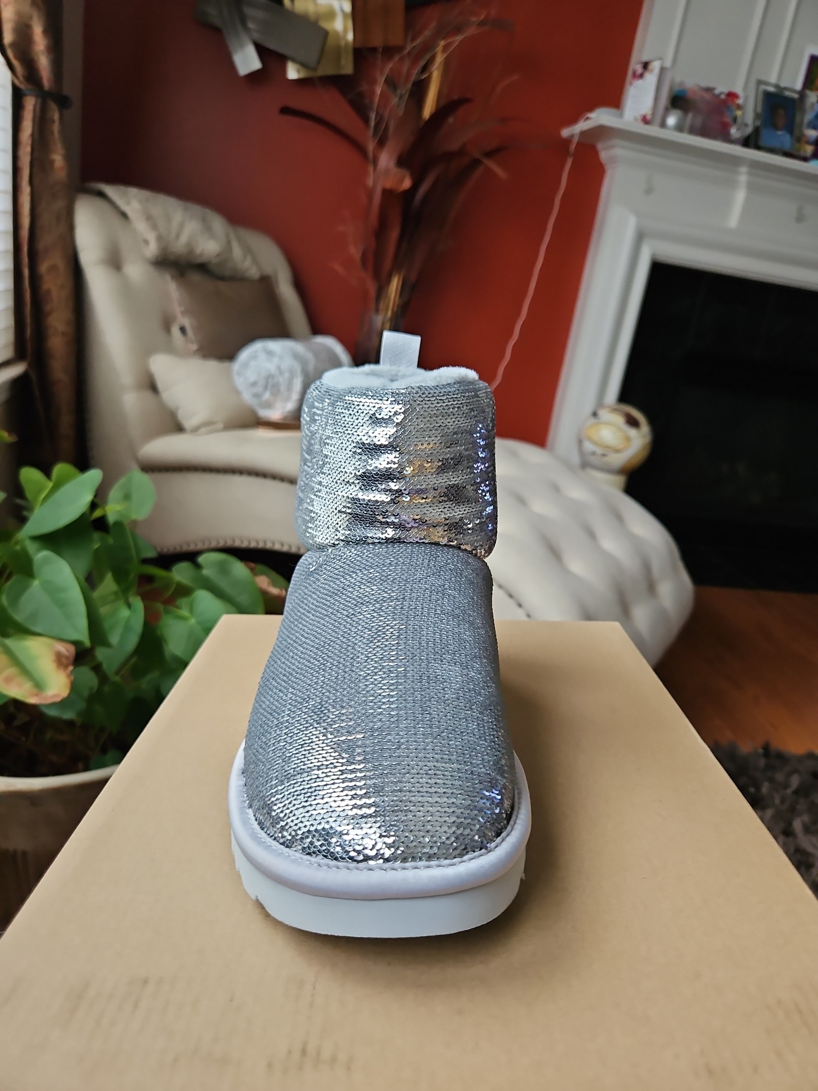 UGG SILVER MIRROR BALL BOOTIES