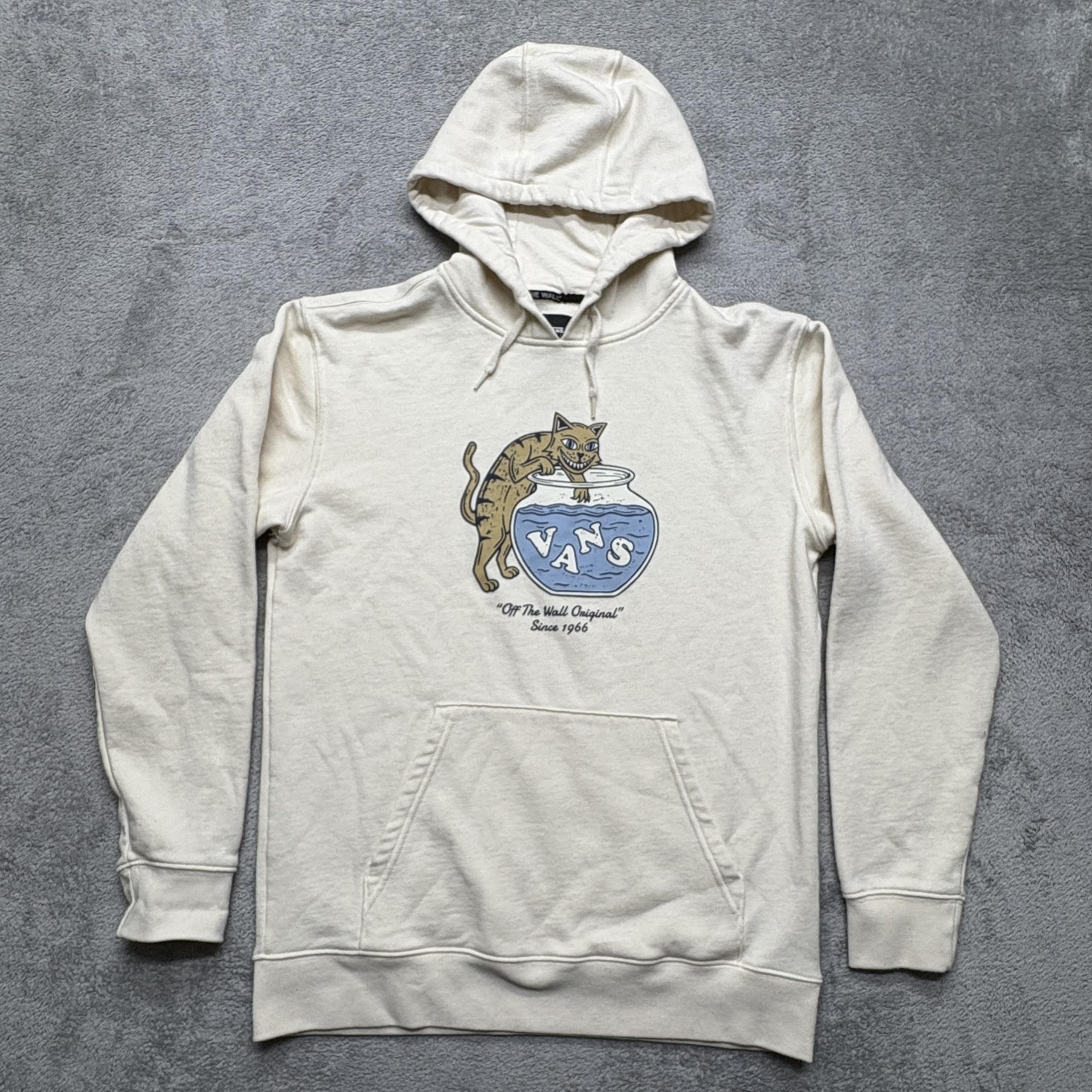Vans Hoodie Mens Medium Cat Fishbowl Graphic Skateboard Pullover Sweatshirt
