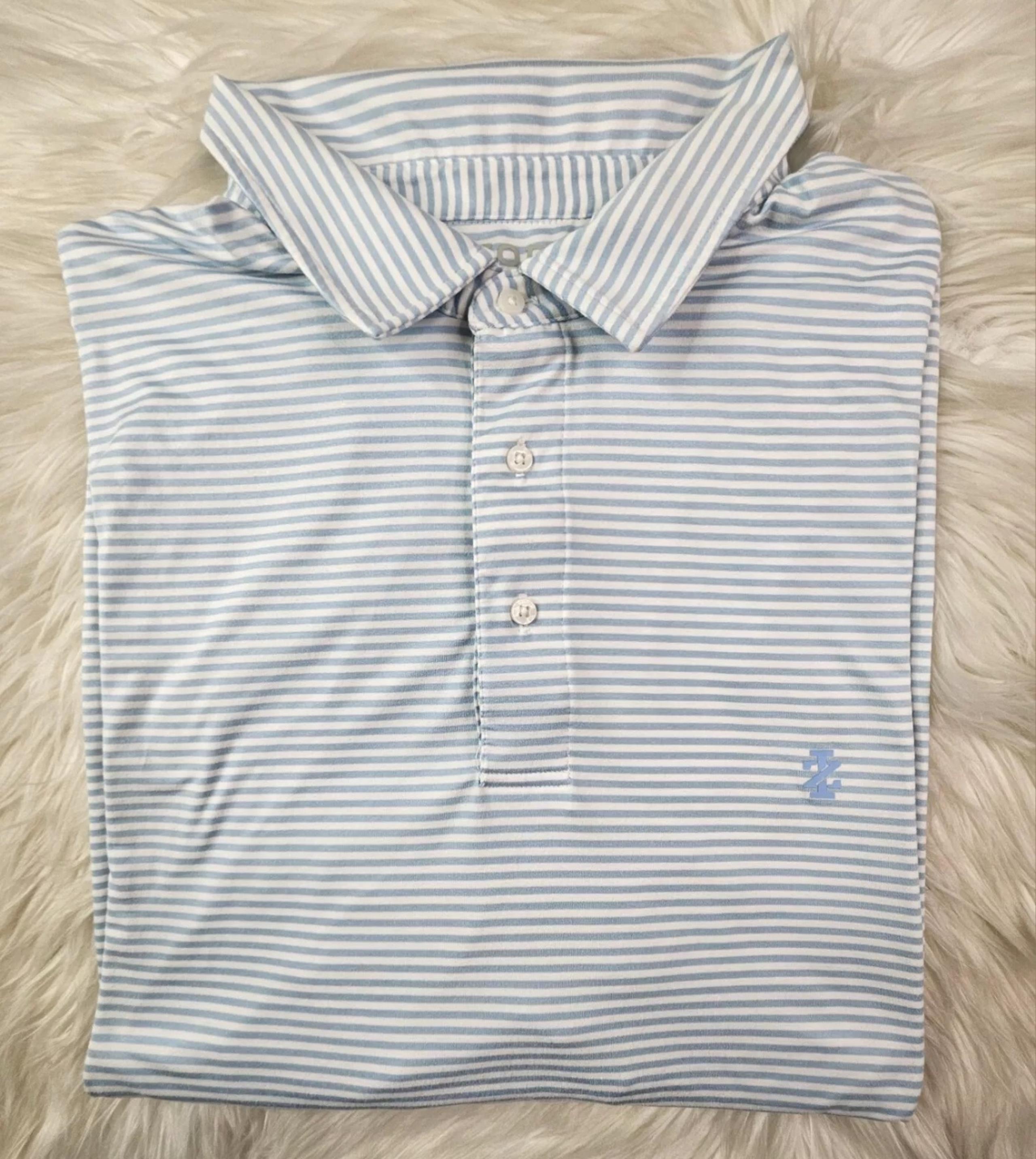 Men’s Izod Golf Stretch Polo Shirt Blue Striped Big & Tall
