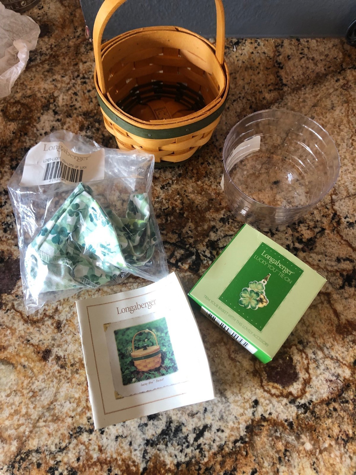 Longaberger Vintage NWT 2001 Lucky You basket combo and tie on