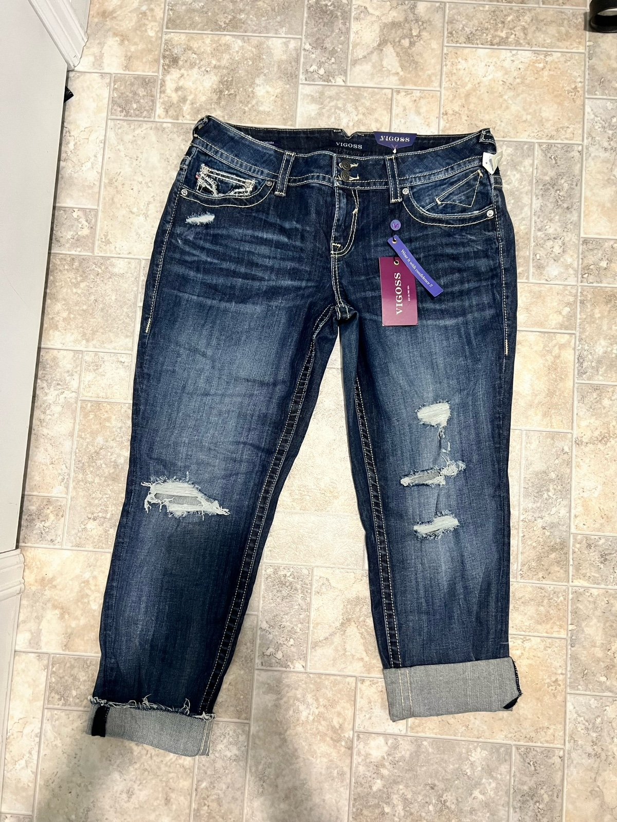 NEW NWT VIGOSS Chelsea skinny 15/16 27 Jean crop Capris