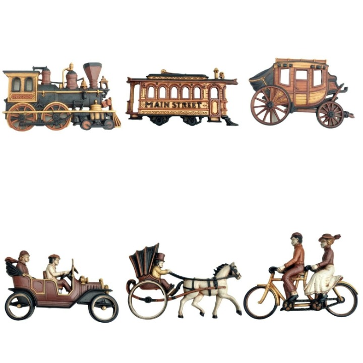 Vintage Homco Transportation Wall Decor Bike Train Car Stage Coach Western 70s
