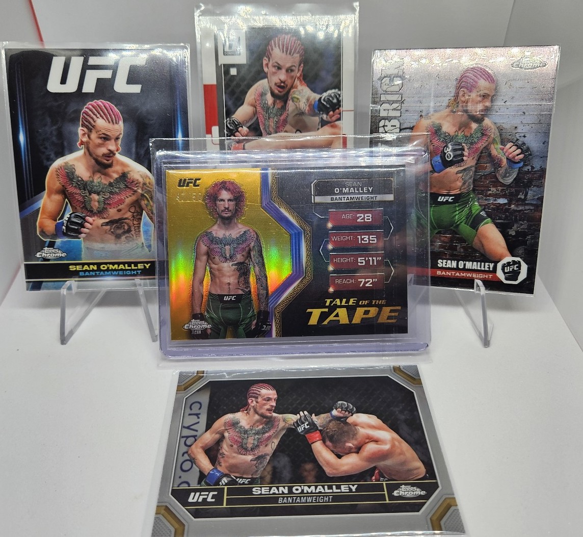 SEAN O'MALLEY-2024 Topps Chrome UFC “Tale of the Tape” Gold 47/50 + Base Cards!