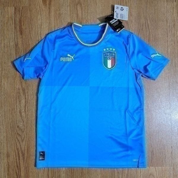 Puma Italia 22-23 FIGC Soccer Team Jersey Blue Gold Youth Size XL Extra Large