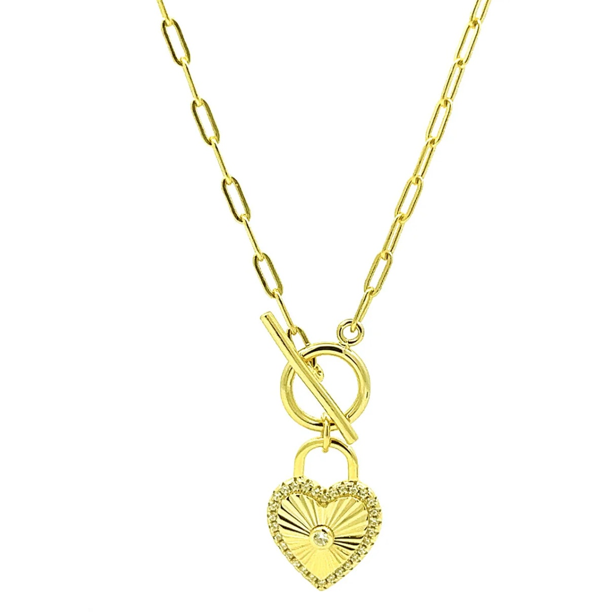 Locked Heart Gold Necklace Gold tone