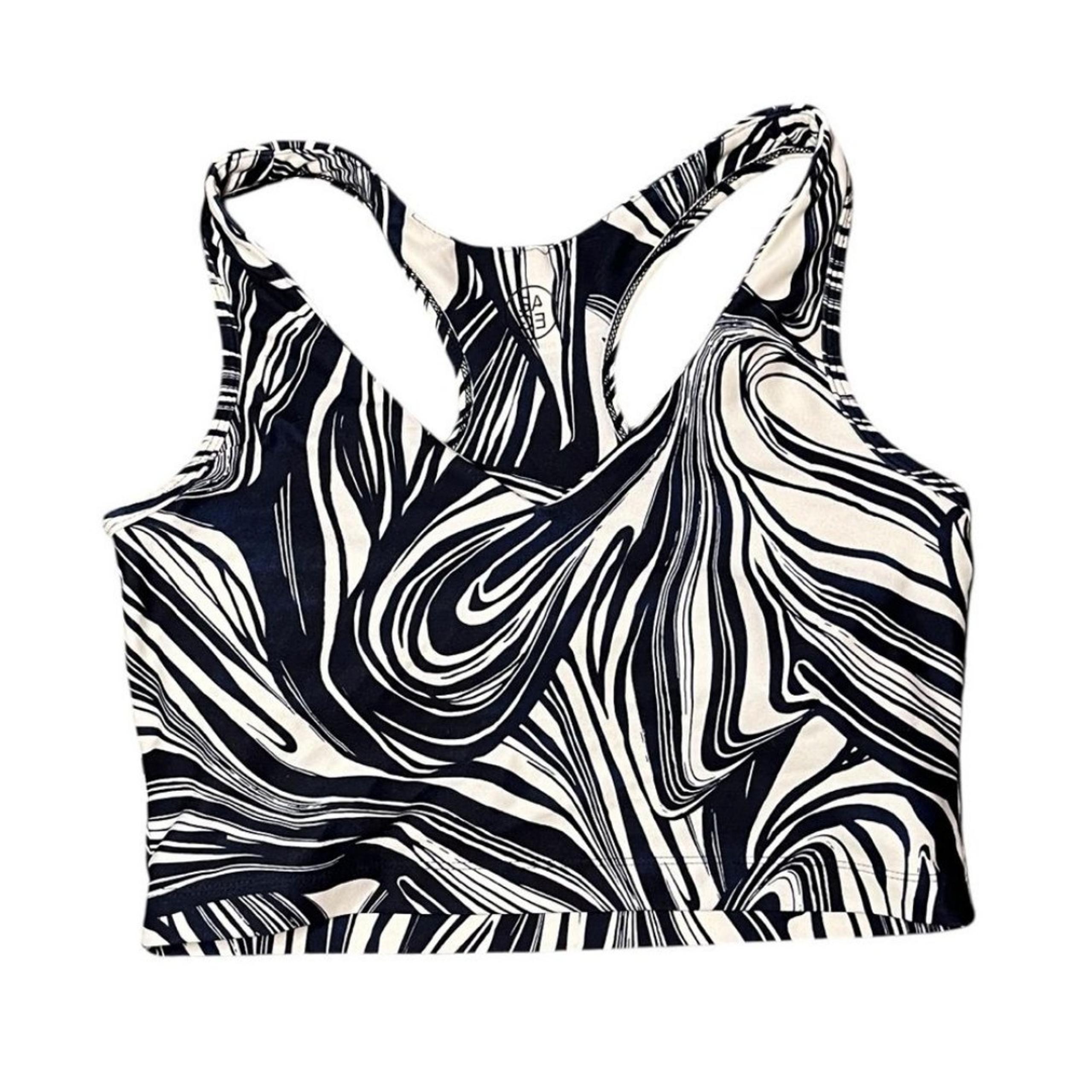Sage Collective Longline Sports Bra Marble Racerback Stretch Active Tank Top L